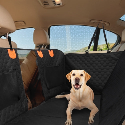 Funda para el asiento trasero del coche para perros, con cremallera y bolsas de almacenamiento de malla para la ventana.